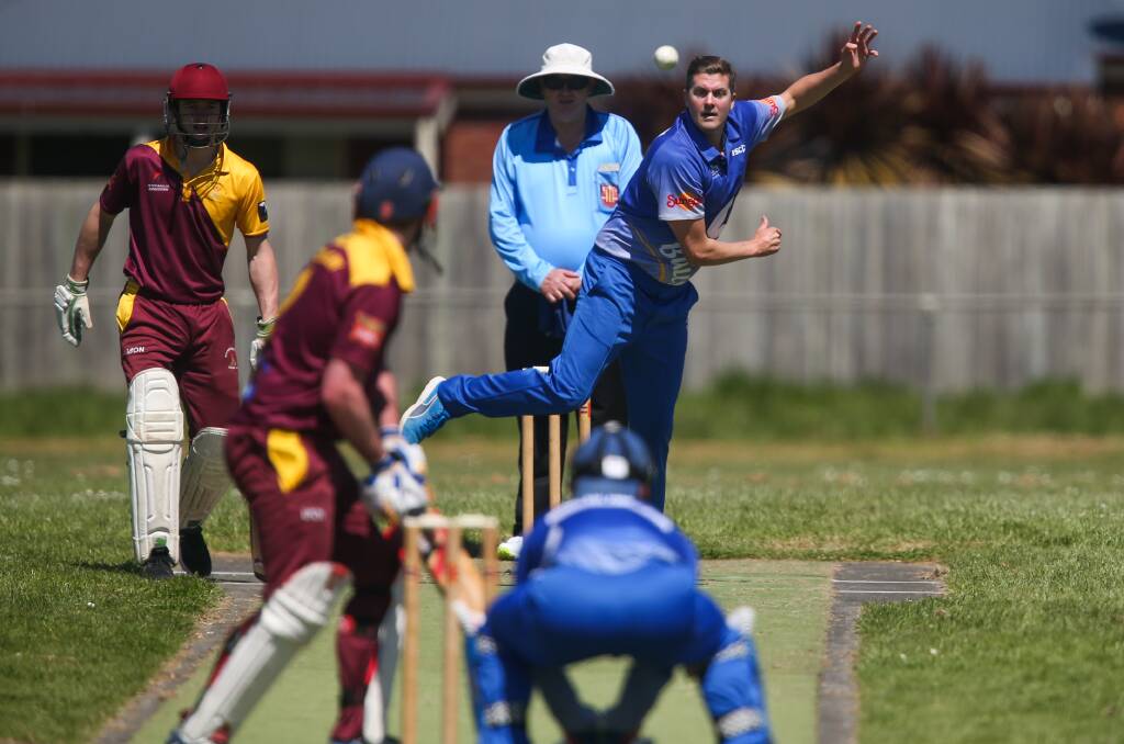 LINE AND LENGTH: Brierly-Christ Church's Matthew Love sends a delivery down against East Warrnambool-YCW. Picture: Morgan Hancock