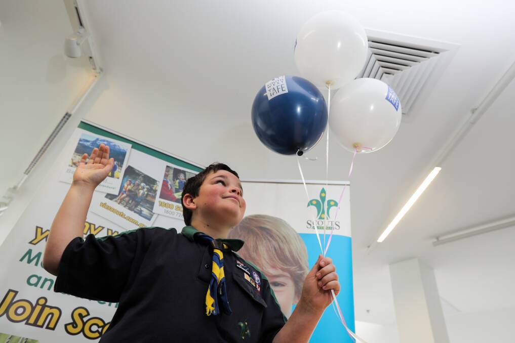 Sky's not the limit: Warrnambool Tooram Scout Sam Lukeis, 11, is part of a team hoping to send a balloon into space. Picture: Rob Gunstone