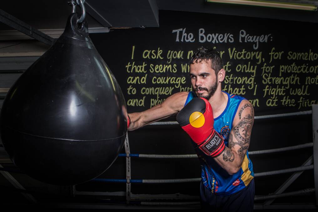 HOME AWAY FROM HOME: Melbourne footballer Jeff Garlett is in Warrnambool training with boxing coach Rudy Ryan. Picture: Christine Ansorge