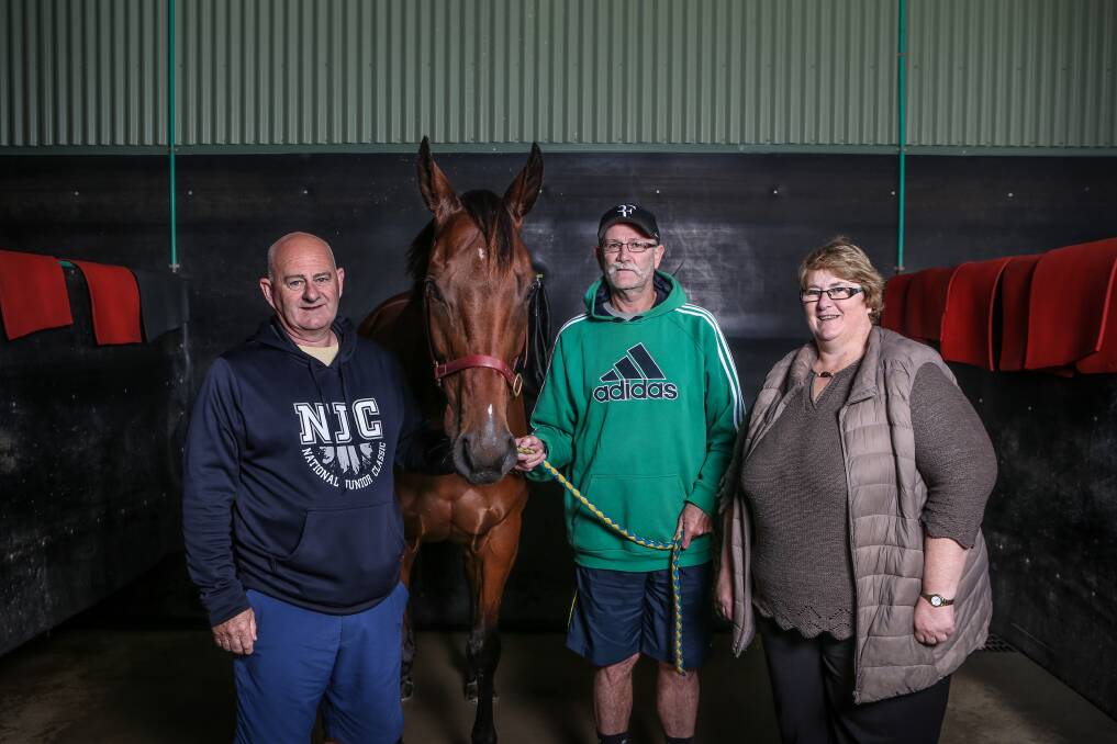 HOPEFUL: Part-owners Lee Primmer, Lester Pickett and Karen Van Kempen with their Melbourne Cup runner Big Duke. Picture: Christine Ansorge