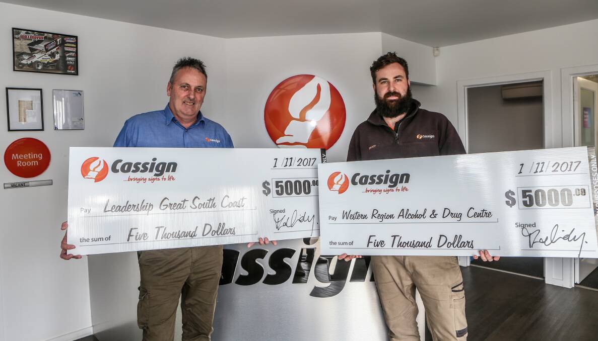COMMUNITY MINDED: David and Brady Cassidy from Cassign have donated $10,000 to south-west causes. Picture: Christine Ansorge