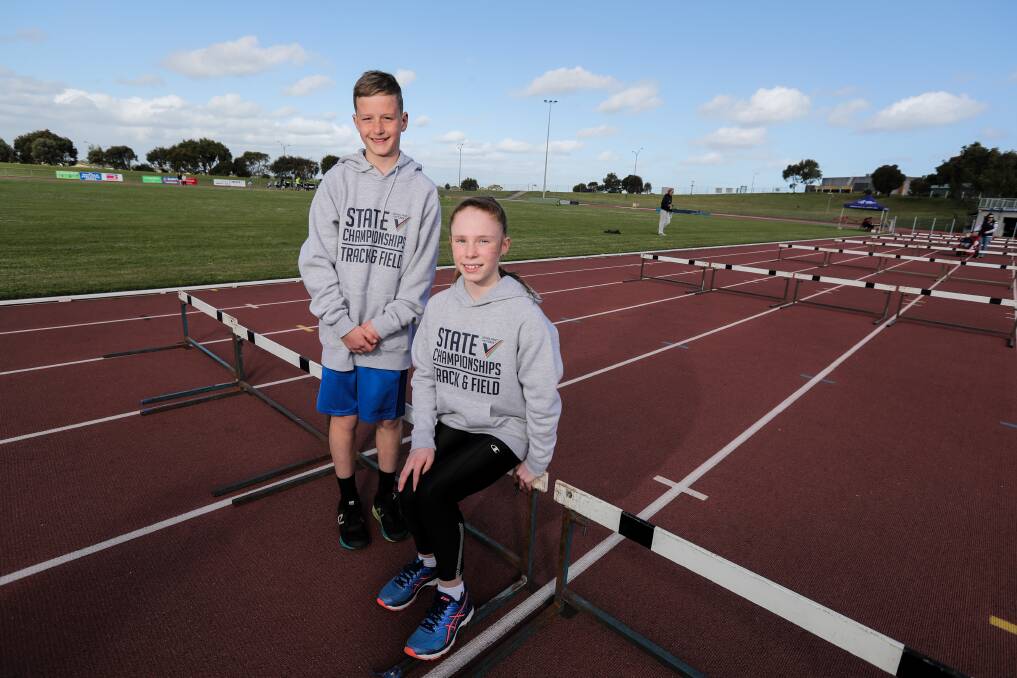 CHALLENGE ACCEPTED: Warrnambool athletes Kayne Rae-Rentsch, 10, and Grace Kelly, 11, will compete at the Pacific School Games in Adelaide. Picture: Rob Gunstone
