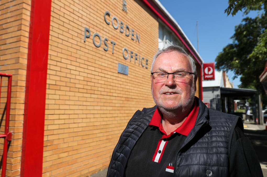 Australia Post licensee Ewart Mounsey has been working at the Cobden Post Office for 58 years. Picture: Rob Gunstone