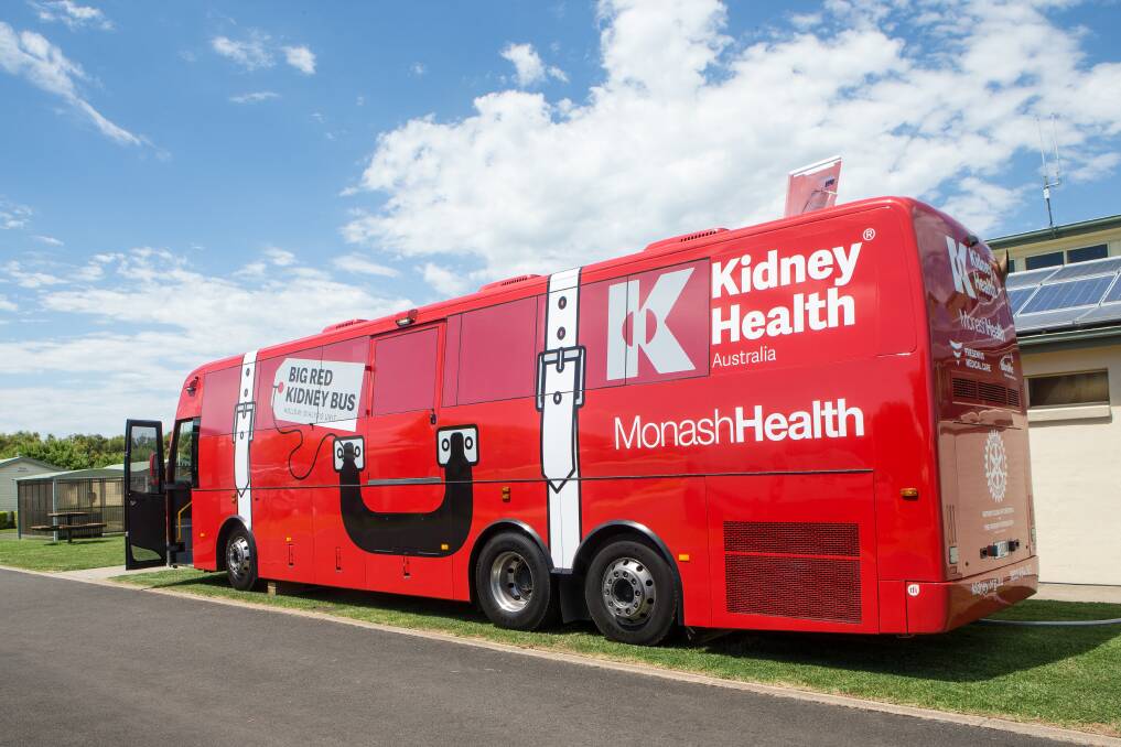Tickets please: The big red kidney bus is giving patients undergoing dialysis a chance to holiday in Warrnambool next week. Picture: Christine Ansorge