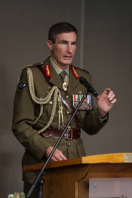 EQUALITY: Lieutenant General Angus Campbell speaking in Warrnambool at service in honour of former Purnim resident Captain Reg Saunders. Picture: Rob Gunstone