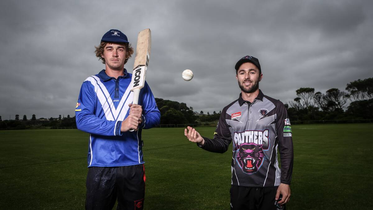 Russells Creek captain Cam Williams and West Warrnambool captain Al Templeton ahead of the WDCA one-day grand final this weekend. Picture: Christine Ansorge