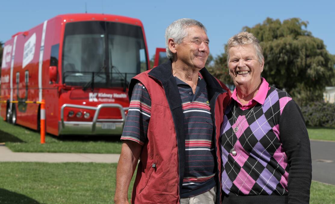Bus break: Wongthaggi Kidney dialysis patient Helen Williams and her husband Willy are joining friemnds on a seaside holiday in Warrnambool thanks to the Big Red Kidney Bus. Picture: Rob Gunstone