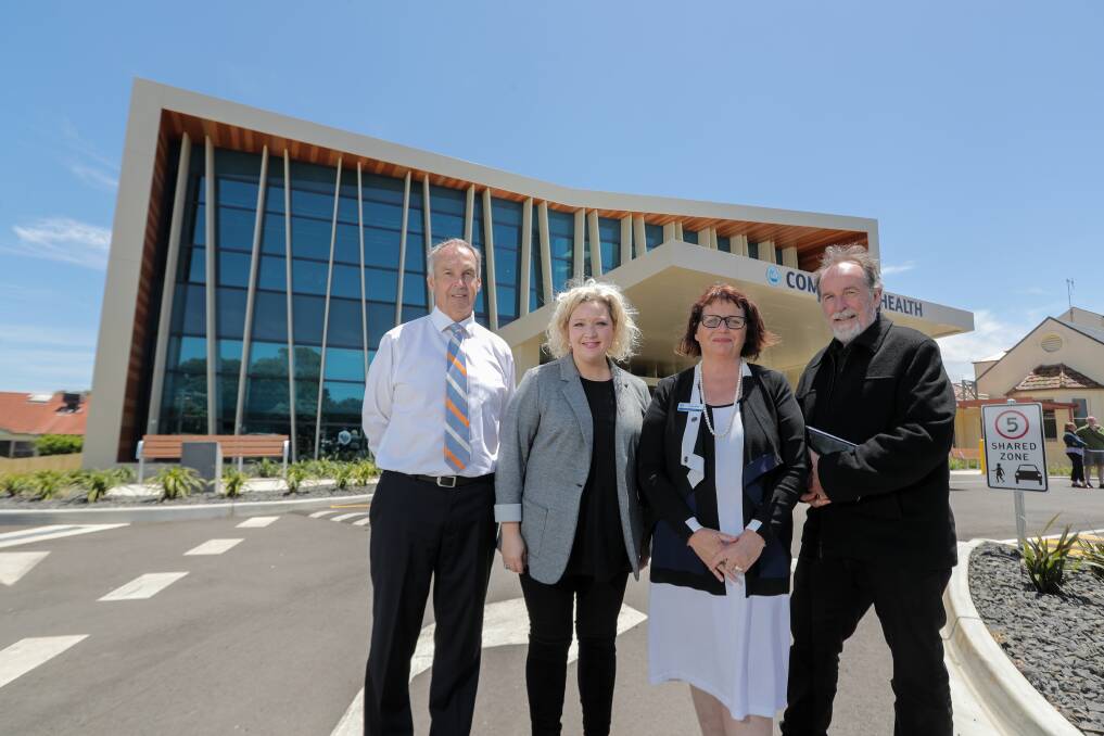 Member for Western Victoria James Purcell, Victorian Health Minister Jill Hennessy, Moyne Health CEO Jackie Kelly and chairperson Ralph Leutton at the announcement of a $2.1m grant to finish the Moyne Community Health centre. Picture: Rob Gunstone
