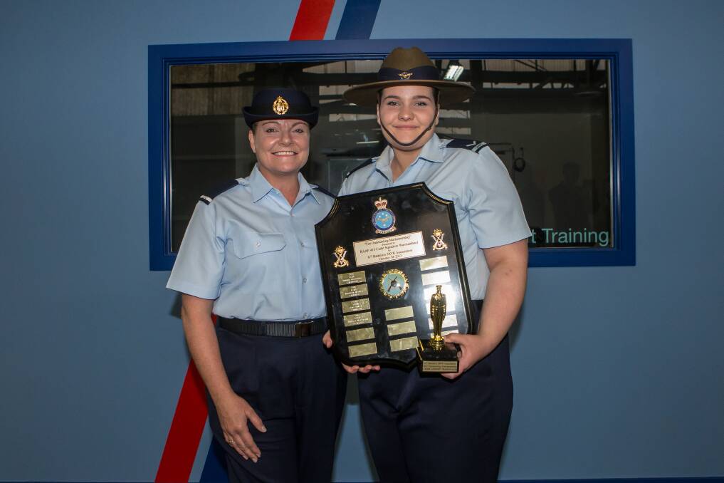 TEAM: Mother and daughter Jane and Lindsey McDonald at the Australian Air Force Cadet 413 Squadron parade.Picture: Christine Ansorge