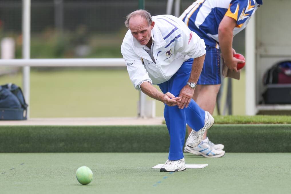 JUST SHORT: Mortlake's Peter Summerhayes bowls the bowl in his side's loss to Warrnambool Gold on Saturday. Picture: Morgan Hancock