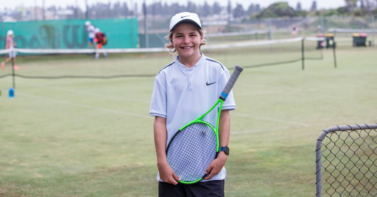 DARWIN TO THE 'BOOL: Nicolas Tremblay, 12, has travelled all the way from the Northern Territory for the Warrnambool Lawn Tennis Club's junior open. Picture: Christine Ansorge