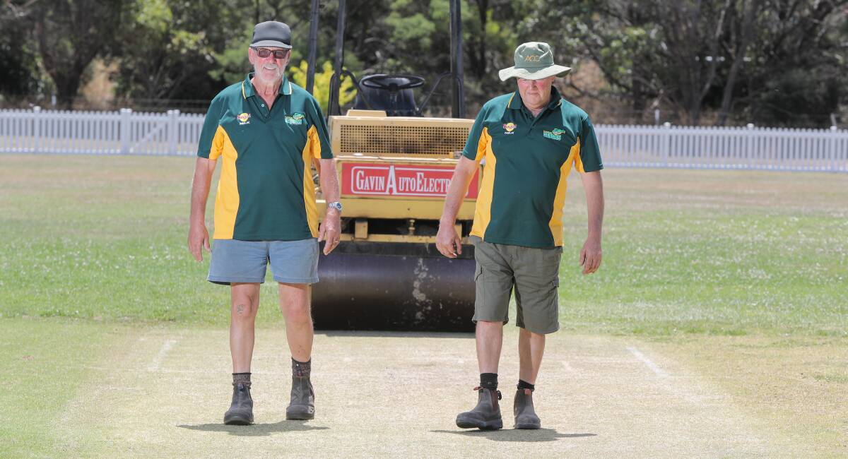 COMMITTED: Allansford curators Keith Ellerton and Rod Sheen have worked hard to bring the pitch to a high standard. Picture: Rob Gunstone