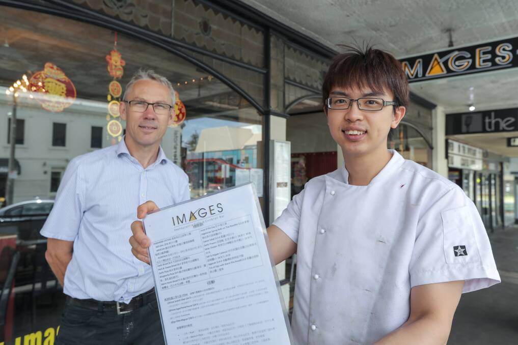 FORESIGHT: Images Restaurant owner Jonathon Dodwell and chef Ken Foo. Images has translated the menu into Chinese. Picture: Rob Gunstone