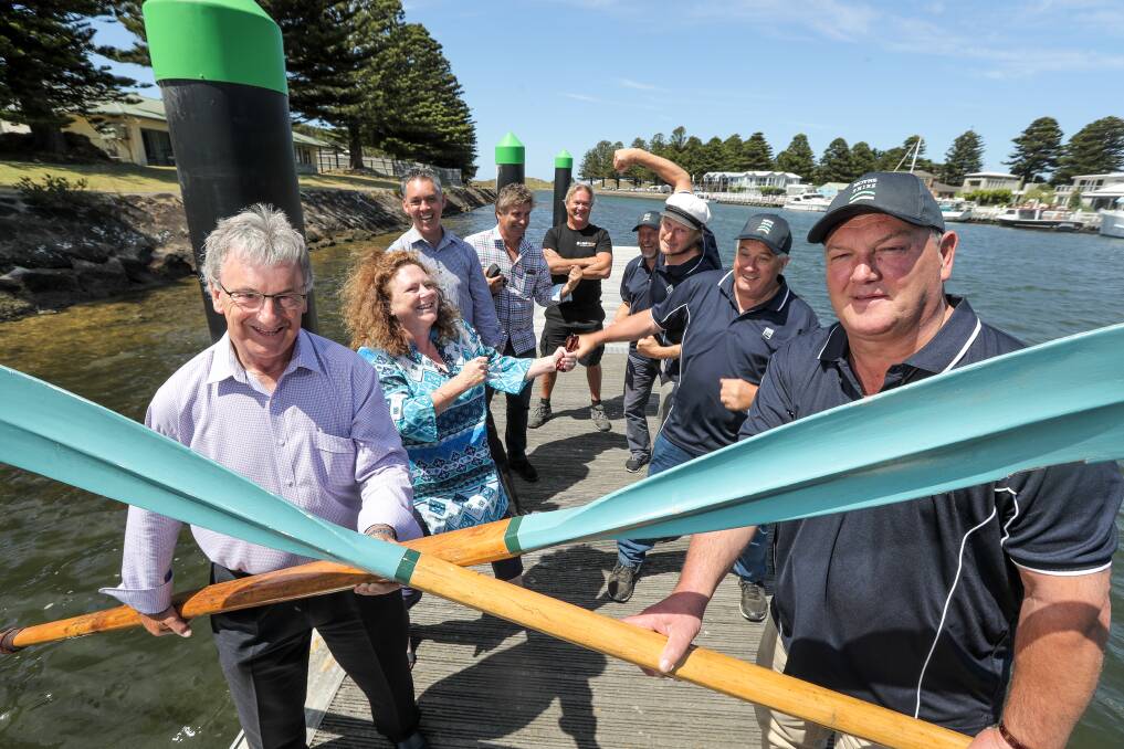 Warrnambool City Mayor Robert Anderson and Moyne Shire Mayor Mick Wolfe will lead their respective councillors in a head to head whale boat race during the South West Regatta on the Hopkins River. Picture: Rob Gunstone