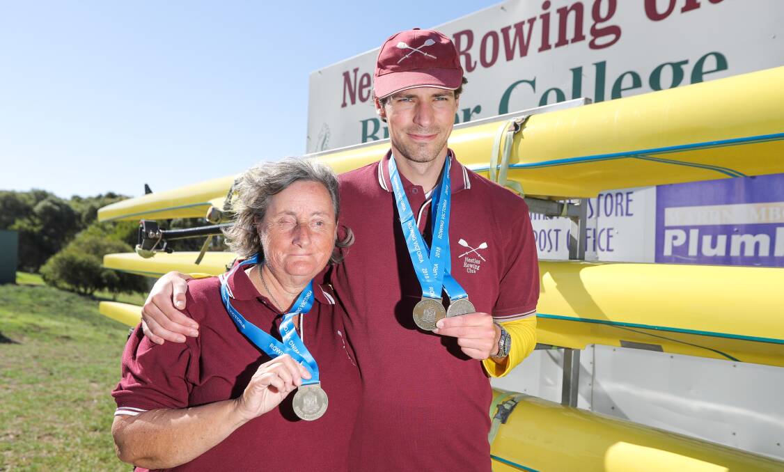 GOLDEN MOMENT: Nestles Rowing Club members Rose Egerton and Aaron Skinner combined to win a silver medal in the double scull at the state para rowing titles. Picture: Rob Gunstone