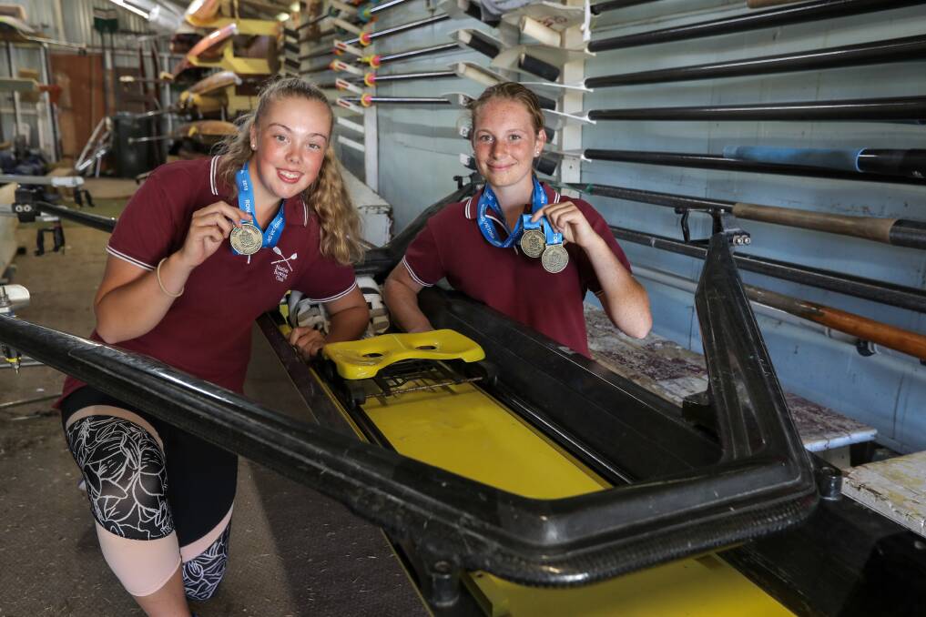 TOP TEAM: Nestles rowers Kate Beggs, 15, and Courtney Brown, 15, are excited about their prospects at the national titles. Pictures: Rob Gunstone