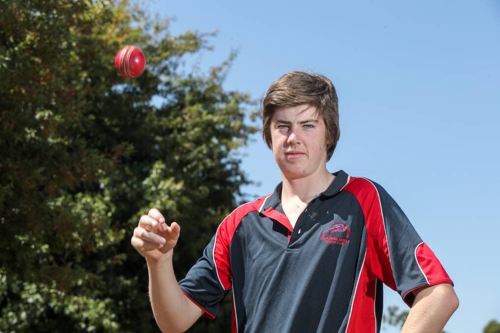 OPENING SPELL: Heytesbury Rebels bowler Noah Ackerley, 15, want to take some wickets in his first South West Cricket division one grand final. Picture: Rob Gunstone