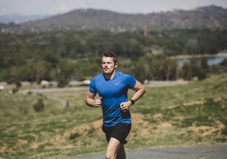 DETERMINED: John Hulin in training for a half-marathon in Canberra: "The marathon will be amazing, my biggest achievement since the accident." Picture: Jamila Toderas