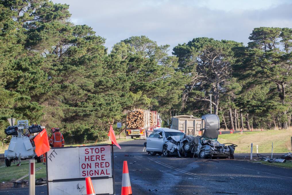 Tragedy: One woman died after a horror crash north of Portland on Wednesday. Picture: Christine Ansorge