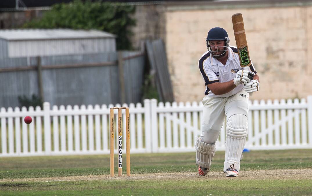 Nick Butters of Woodford watches the ball against Allansford. Picture: Christine Ansorge