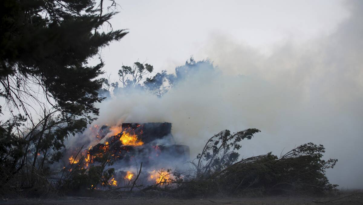 Blazing: The fires at Terang destroyed several properties and killed livestock. Picture: Paul Jeffers
