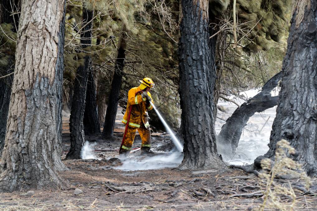 BIG JOB: Woolsthorpe CFA members black out hot spots along Jelbarts Road in Hawkesdale. Picture: Rob Gunstone