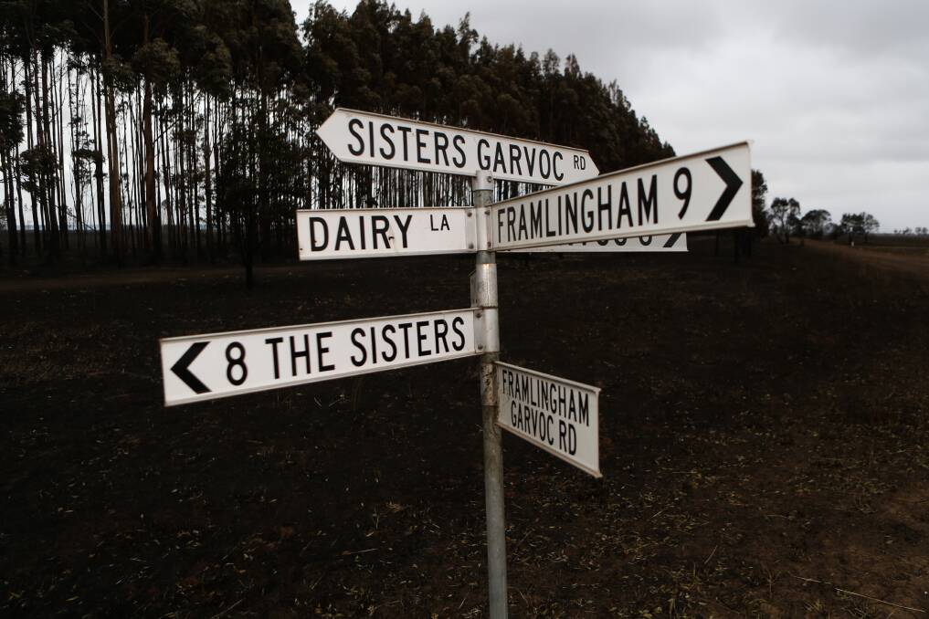Blacked out roads: The aftermath of the fire around The Sisters. Picture: Morgan Hancock