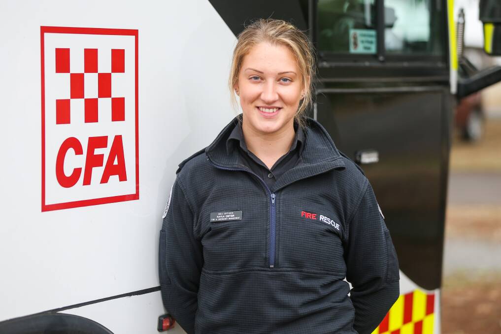HELPING: Former south-west resident, Kayla Dwyer has been touring the region with the CFA to give information to those affected by the fires. Picture: Morgan Hancock    