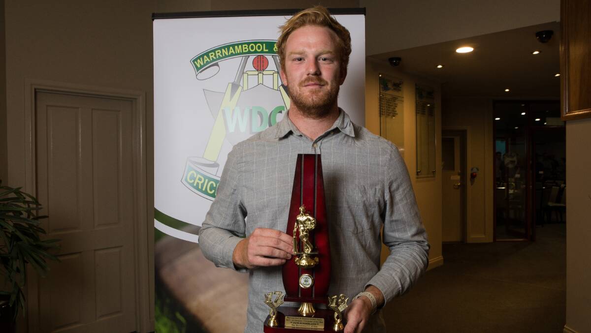 CHAMPION: Warrnambool and District Cricket Association division one cricketer of the year, Jack Sunderland on Wednesday night. Pictures: Christine Ansorge