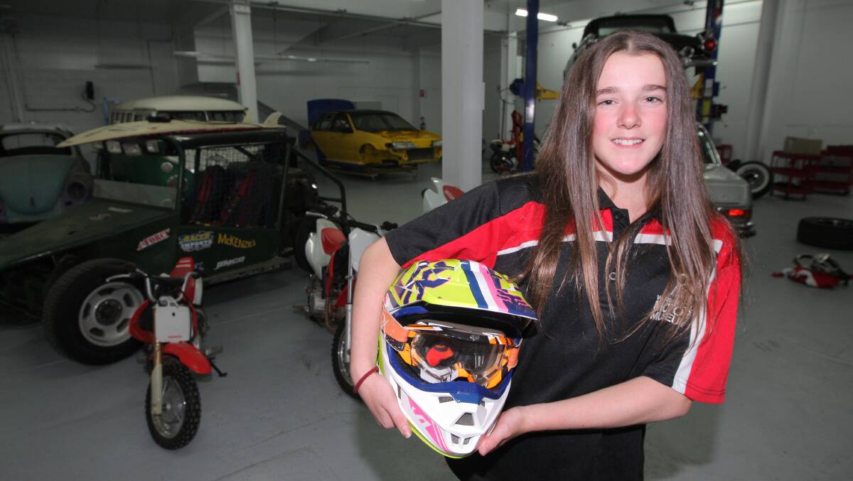 Fast-paced: King's College year 9 student Skye Kelly has racing in her blood. The 14-year old is counting down to the Nitro Circus show next weekend. Picture: Anthony Brady