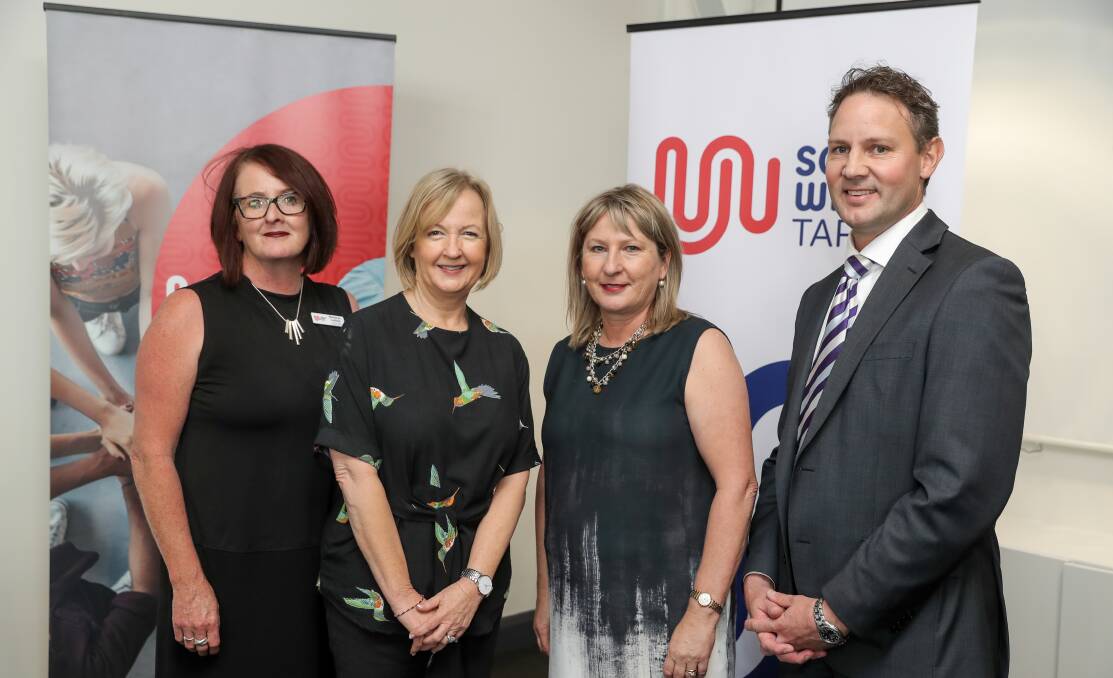 ANNOUNCEMENT: South West TAFE's Madelyn Letteri, Foundation for Young Australians CEO Jan Owen, Minister for Training and Skills Gayle Tierney, and South West TAFE CEO Mark Fidge. Picture: Rob Gunstone
