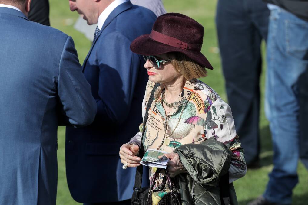 FAMILIAR FACE: Gai Waterhouse walks around the Warrnambool track on day one of the May racing carnival. She has a runner in Thursday's cup. Picture: Rob Gunstone