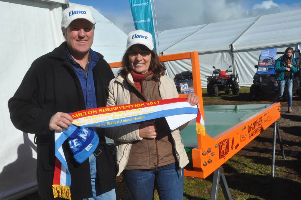 CHAMPION ENTRY: Patrick and Margaret Daniher, Ungarie, NSW, with their Daniher Bale Feeder which won the champion invention at Sheepvention.
