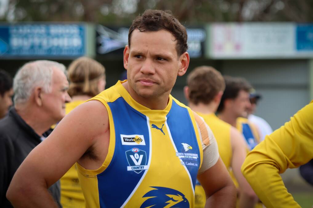 Steven Motlop in his new North Warrnambool Eagles colours. Picture by Justine McCullagh-Beasy 