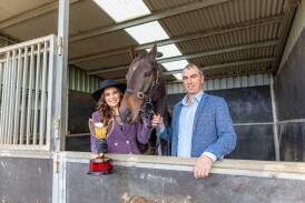 Stephanie Scott and Symon Wilde, pictured with Vanguard before the May racing Carnival, have some special family news. Picture by Eddie Guerrero 