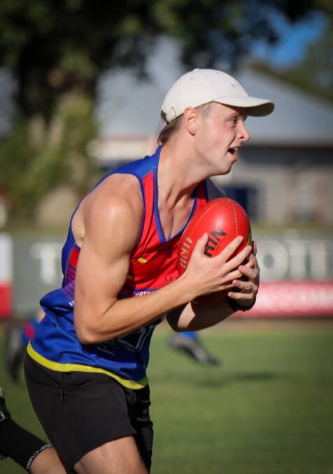 Kane Johnstone, pictured at pre-season training, kicked four goals for Terang Mortlake against Portland. Picture by Justine McCullagh-Beasy 