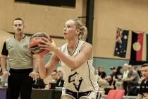 Port Fairy's Poppy Myers takes a shot for Vic Country at the under 18 national championships. Picture by Basketball Victoria 