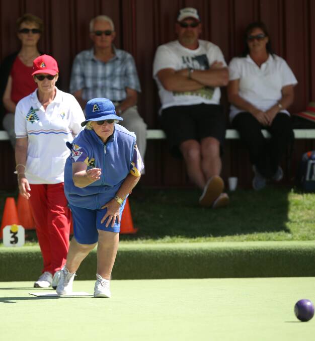 IN ACTION: Maureen Drennan watches as Warrnambool Gold's Brenda Hawker rolls one down. With round one of pennant in the books, sides will be jockeying for position.