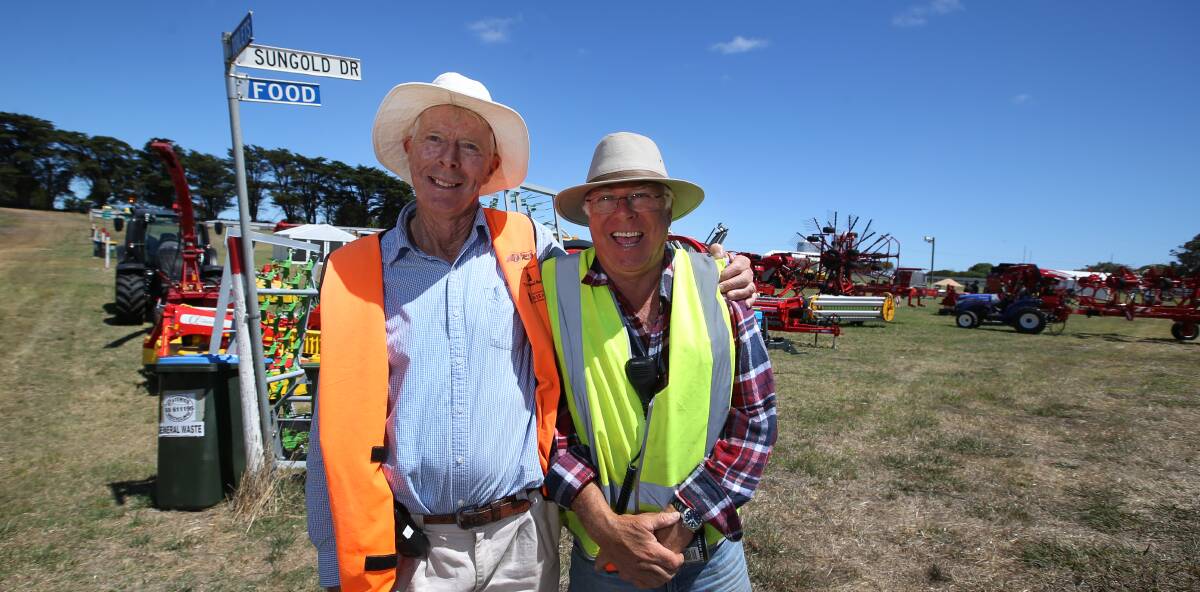 RARING TO GO: Sungold Field Days chairman Tony Rea and operations manager Arthur Hodgson at the site at Allansford. Picture: Amy Paton