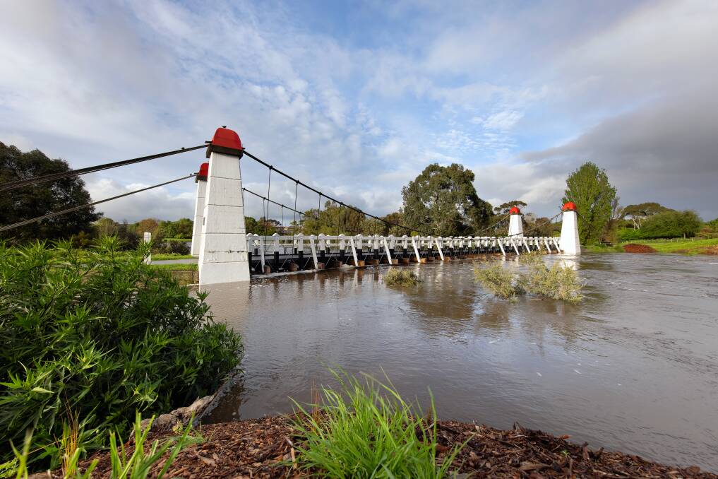 The flooded Wollaston Bridge during the October 2020 floods. Picture by Perry Cho