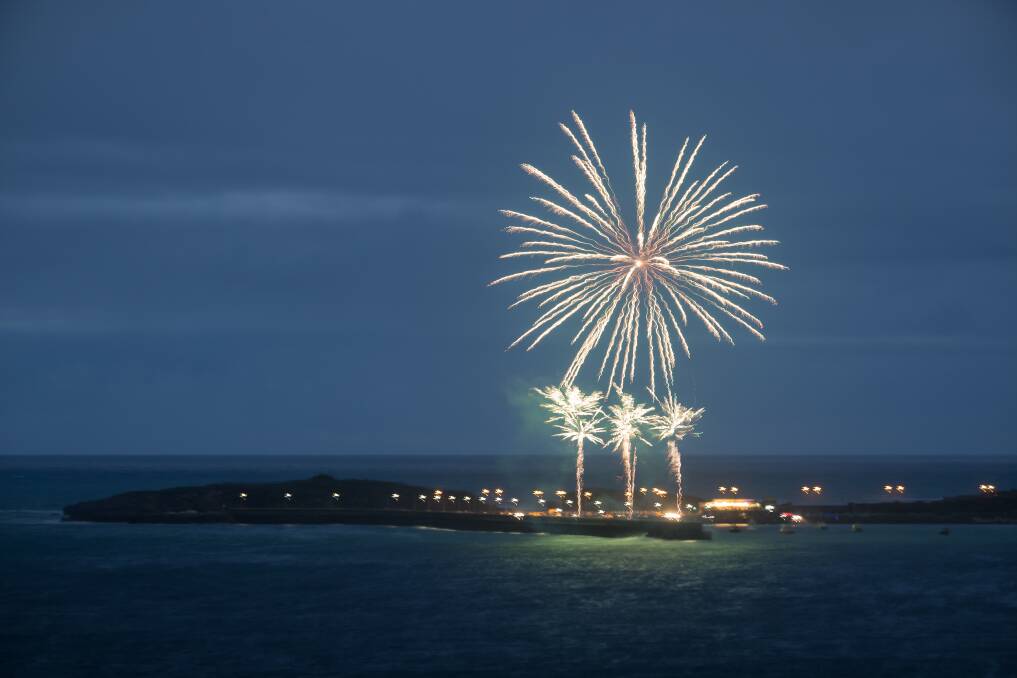 Celebration: Thousands flocked along Warrnambool's foreshore to get a good view of the fireworks. Picture: Perry Cho, Patient Eye Imaging