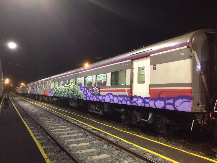 Three carriages were attacked by graffiti vandals on Sunday morning.