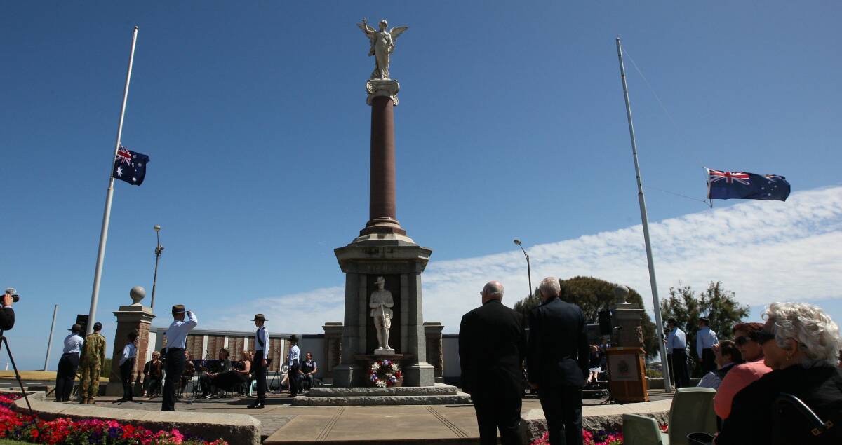 Tradition: A flag-lowering ceremony will be held at Warrnambool's war memorial on Tuesday.