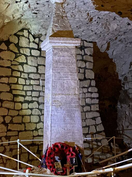 A memorial in the underground tunnels in France where Warrnambool WWI soldier Alex Cathcart spent time. Picture supplied