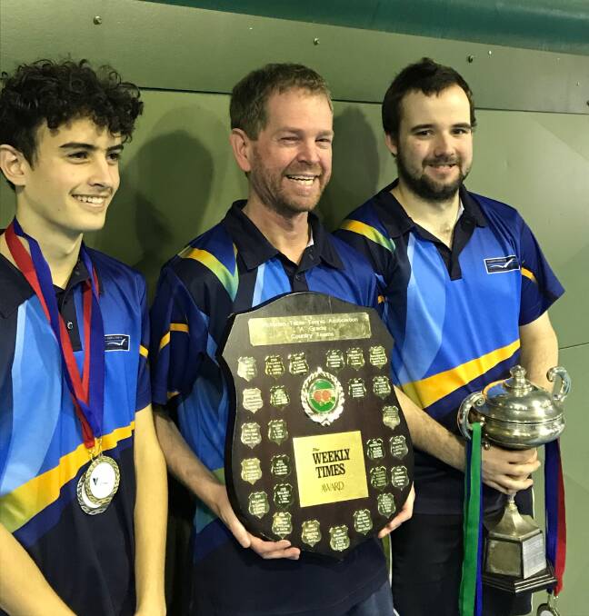 RAPT: Joe Sycopoulis, Simon Johnson and Ben Taylor after the A grade country championships win. Picture: Mark Taylor