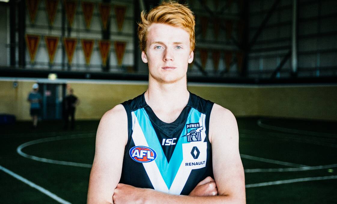 POWER TO WIN: Warrnambool's Willem Drew is settling into life with Port Adelaide after being selected with pick 33. Picture: Kane Chenoweth