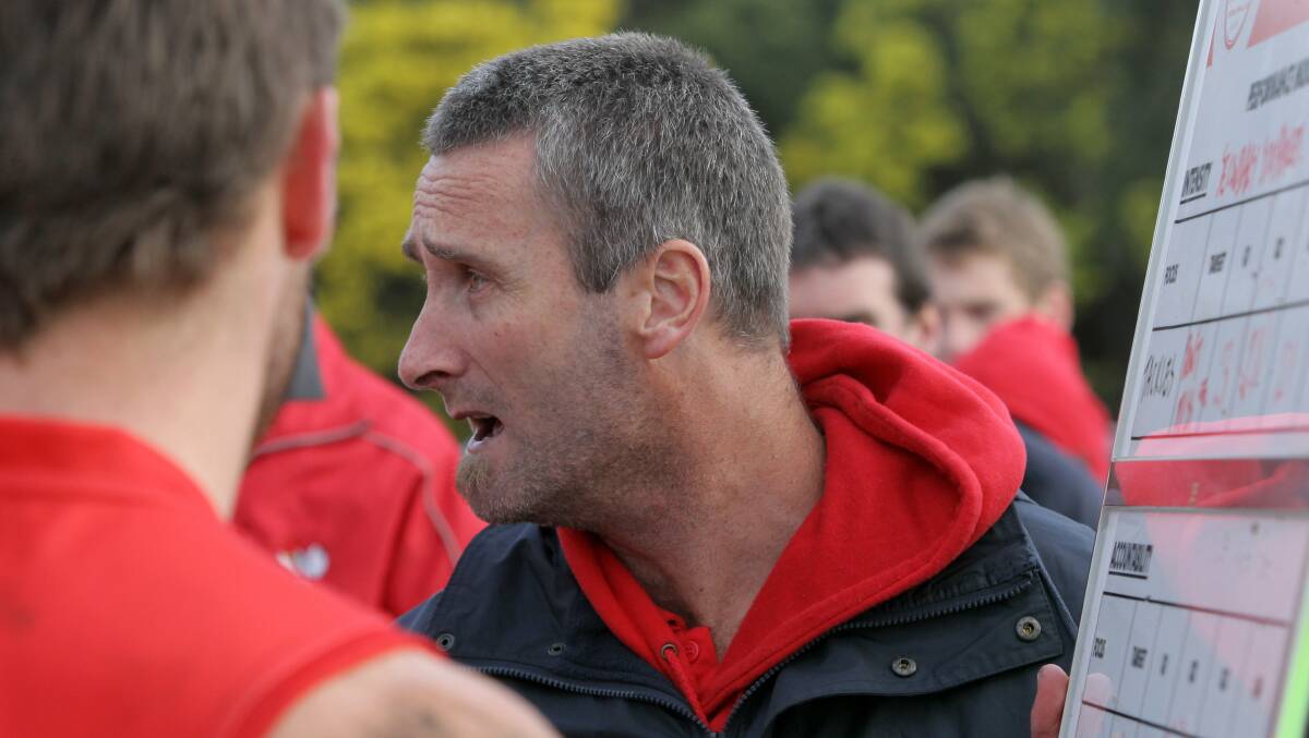 STEPPING UP: Adam Matheson, pictured with South Warrnambool in 2012, will coach South Rovers next season. Peter Timms will be his assistant.