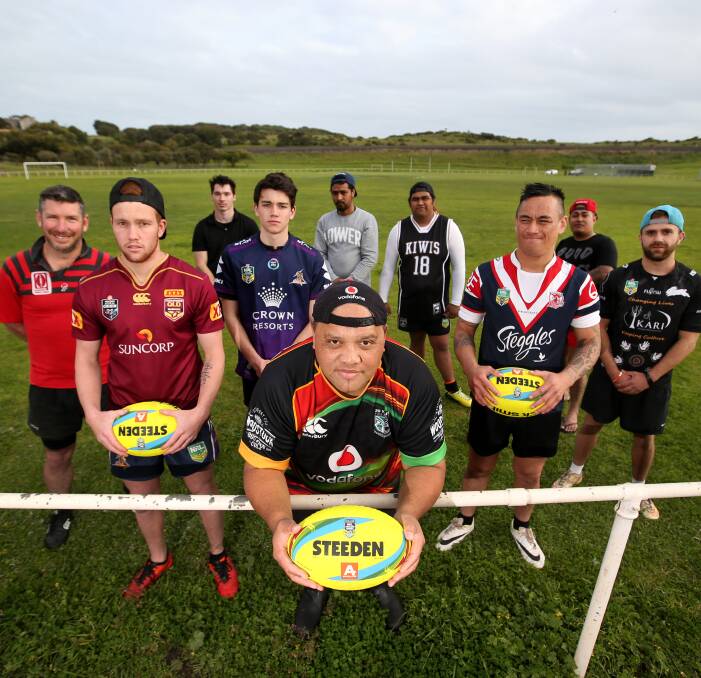 BIG AMBITIONS: Jonthan Hukatai (centre) has gathered a group of keen rugby league players to compete for the newly-formed Warrnambool Raiders in the Limestone Coast Summer Rugby League 9s. Picture: Amy Paton