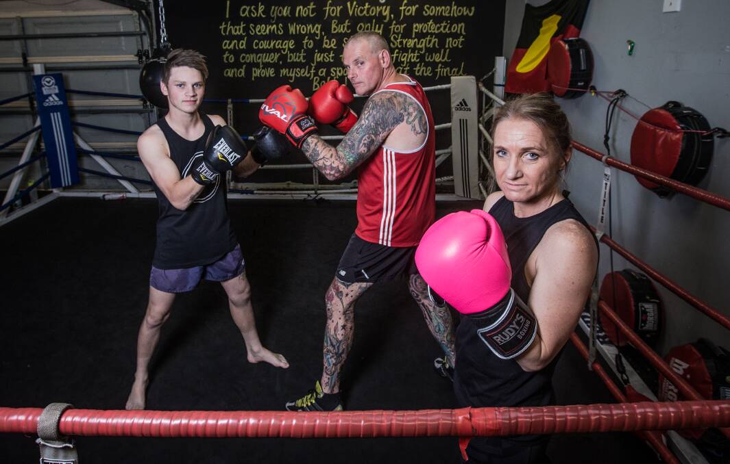 TOGETHER: Kylie, Jye and Wayne Clark are gearing up to fight on the same card. Picture: Christine Ansorge