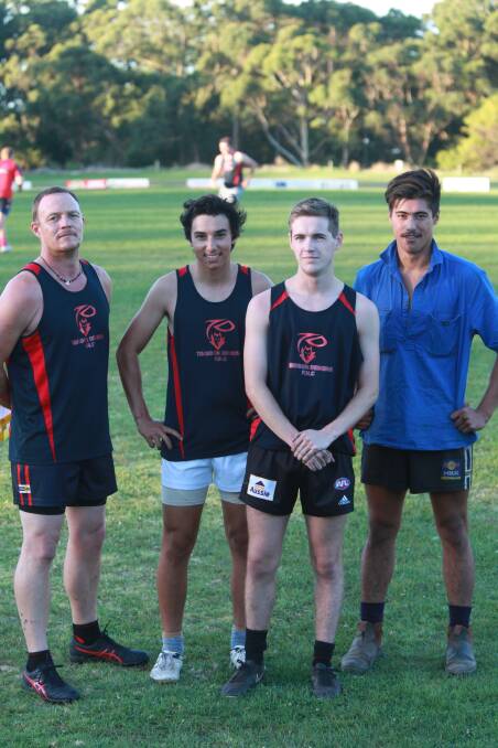 WELCOME: Four of Timboon Demons' newest recruits. The club has built strongly with a host of new players.